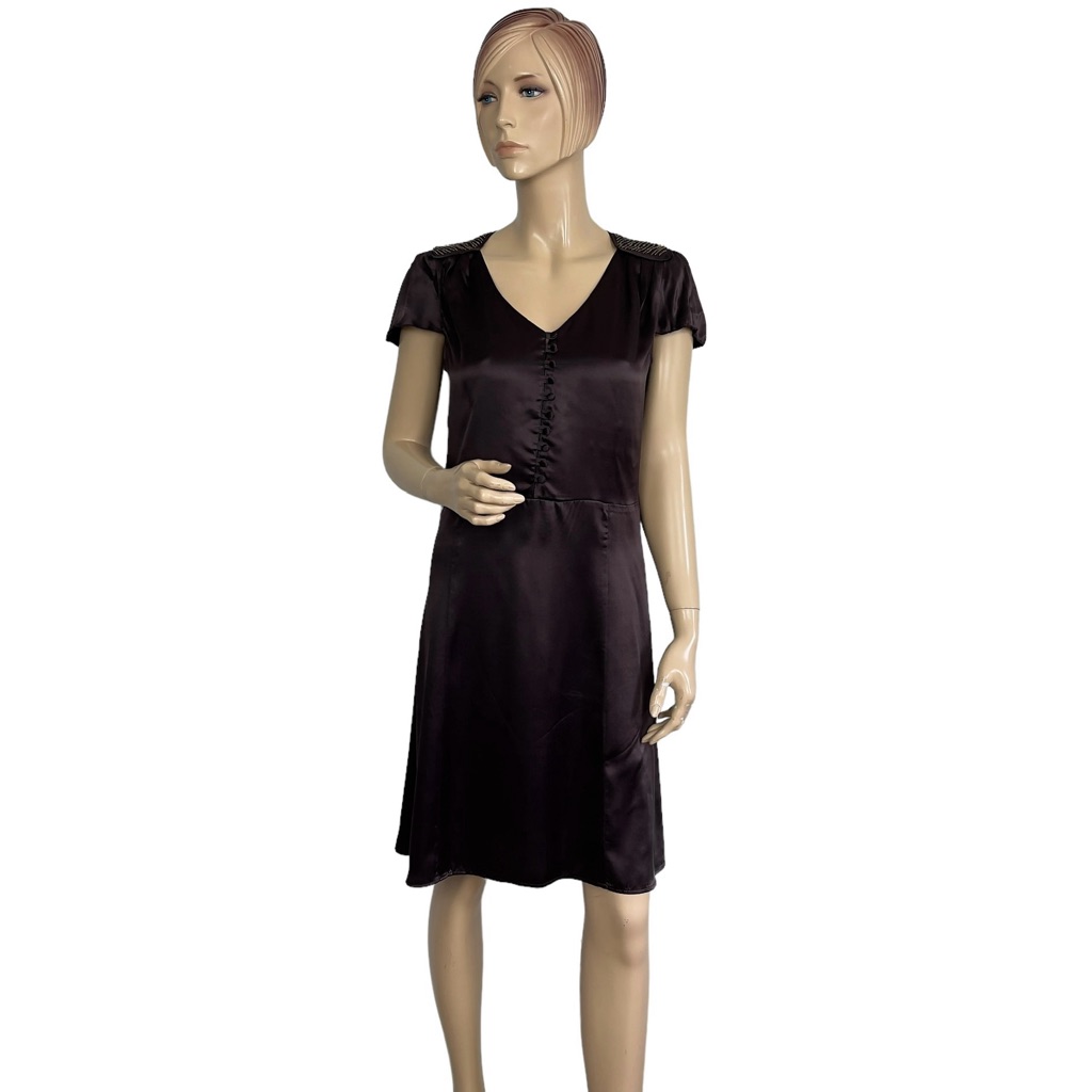 Iro Embellished Beaded Brown Silk Dress Women’s Size 6